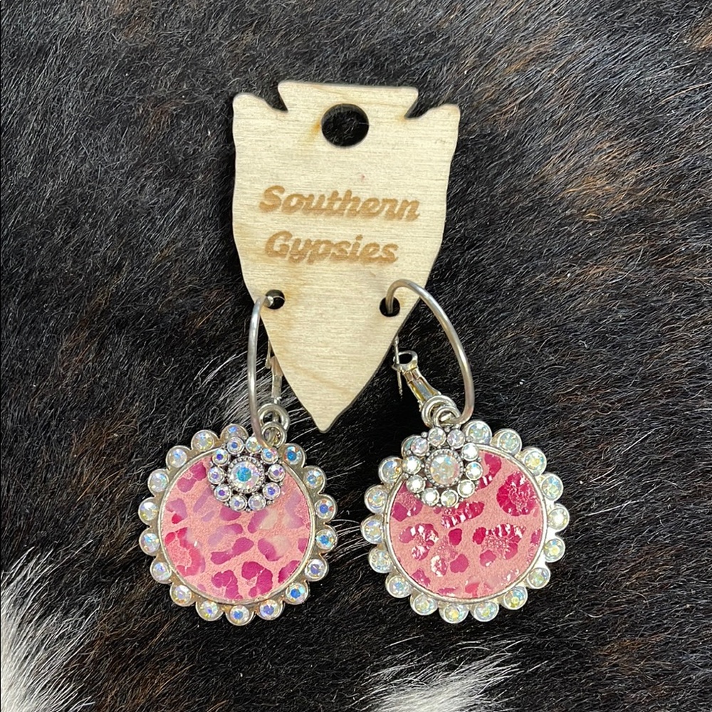 Elegant Pink and Silver Floral Dangle Earrings